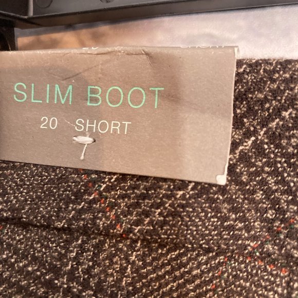 New Maurices 20 Short Brown Glen Plaid Check Stretch Slim Boot Dress Work Pants - Picture 4 of 5